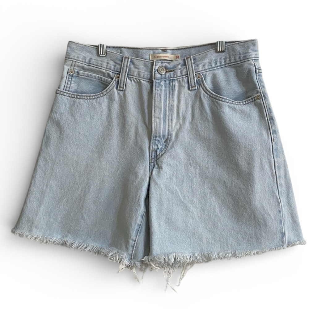 Levi's ‘94 Baggy Shorts Light Blue Frayed Hem W28